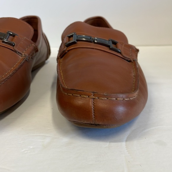 Calvin Klein Magnus Brown Leather Driving Loafers with Metallic Detail - Picture 12 of 12